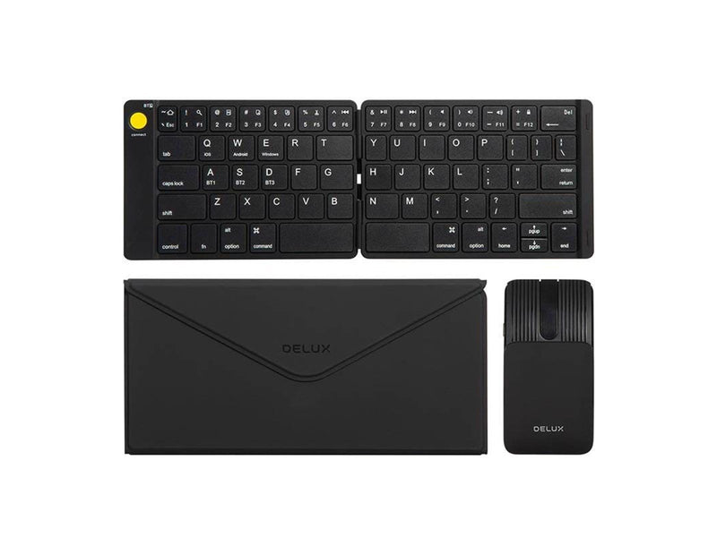 DeLUX Set Wireless foldable Keyboard Delux KF10 and mouse MF10PR - Tastatur & Maus Set - Schwarz