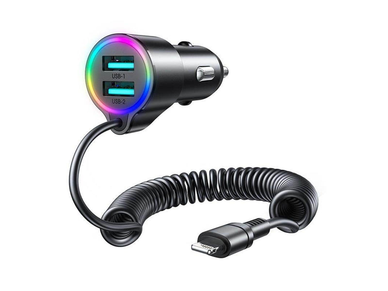 Joyroom Car charger JR-CL25 2x USB + Lightning cable (black)