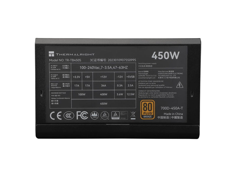Thermalright TB S - Netzteile - 450 Watt - 140 mm - ATX 3.0 - 80 Plus Bronze zertifiziert