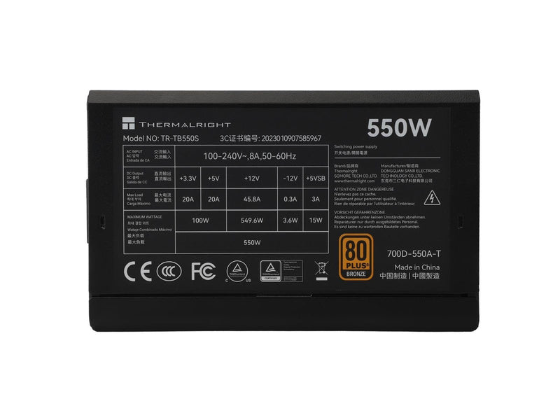 Thermalright TB S - Netzteile - 550 Watt - 140 mm - ATX 3.0 - 80 Plus Bronze zertifiziert