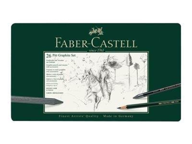 Faber Castell Faber-Castell PITT GRAPHITE - pencil crayon and paint brush set - 2B 2H 3B 4B 6B 8B 9B B HB