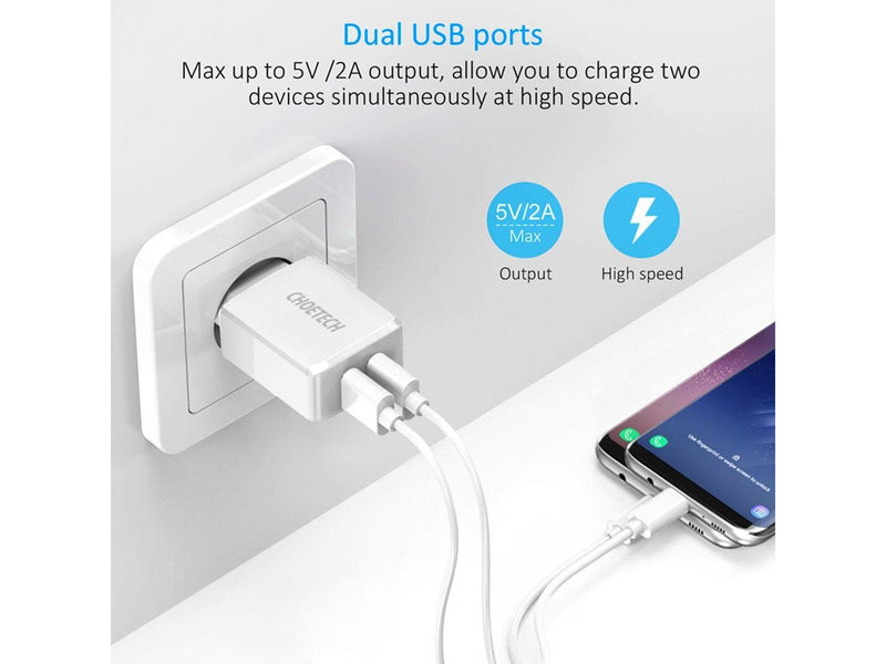 Choetech Power charger  C0030 2A 2x USB (white)