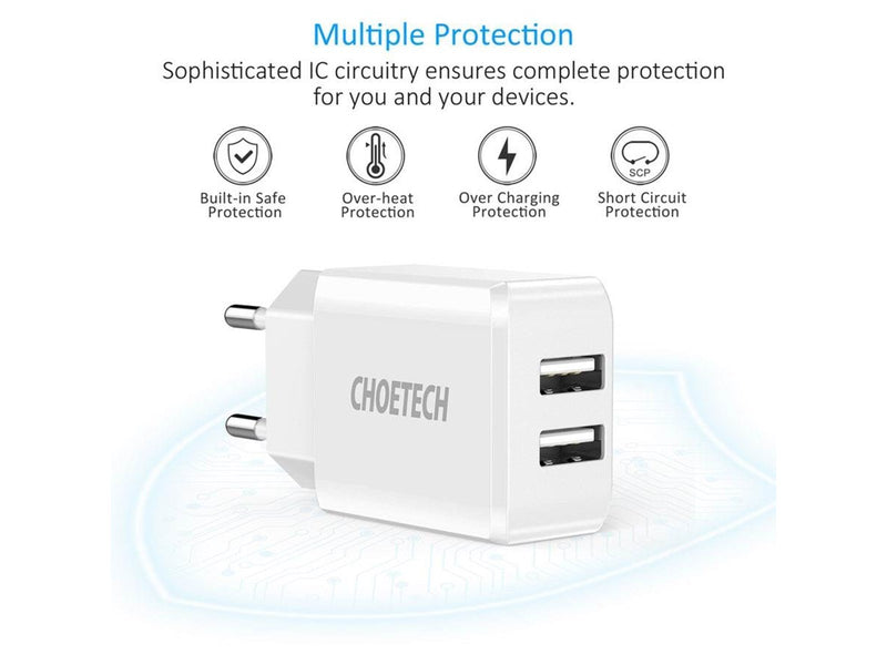 Choetech Power charger  C0030 2A 2x USB (white)