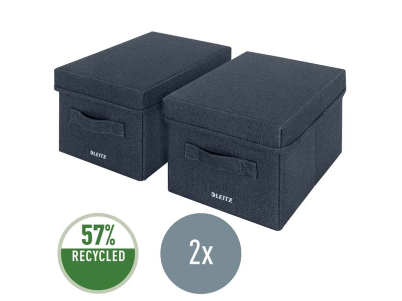 Leitz Aufbewahrungsbox aus Stoff mit Deckel klein, Samtgrau, 2er-Pack