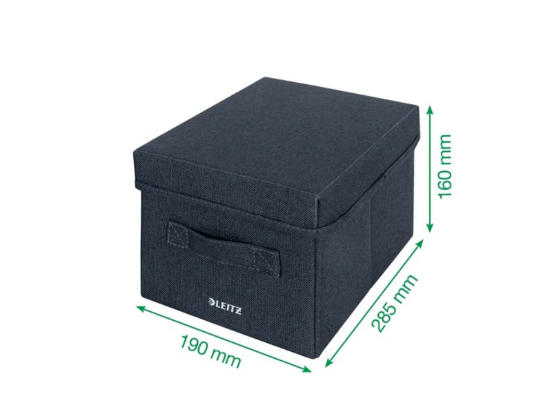 Leitz Aufbewahrungsbox aus Stoff mit Deckel klein, Samtgrau, 2er-Pack