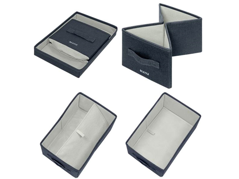 Leitz Aufbewahrungsbox aus Stoff mit Deckel klein, Samtgrau, 2er-Pack