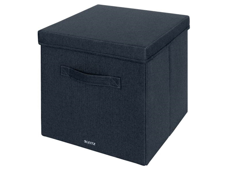 Leitz Aufbewahrungsbox aus Stoff mit Deckel groß, Samtgrau, 2er-Pack