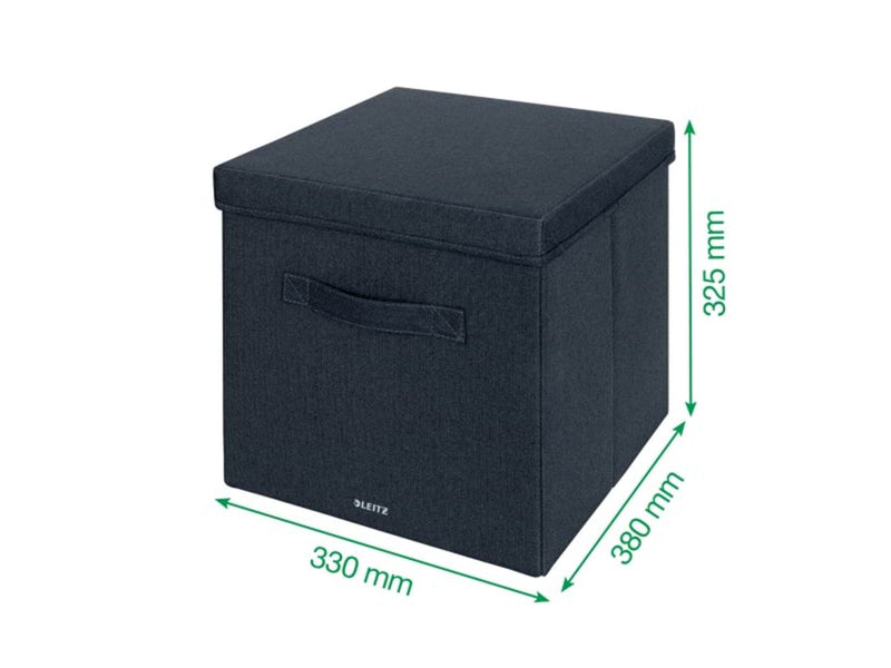 Leitz Aufbewahrungsbox aus Stoff mit Deckel groß, Samtgrau, 2er-Pack