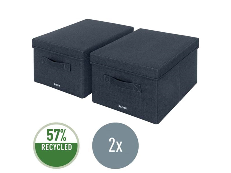 Leitz Aufbewahrungsbox aus Stoff mit Deckel mittel, Samtgrau, 2er-Pack