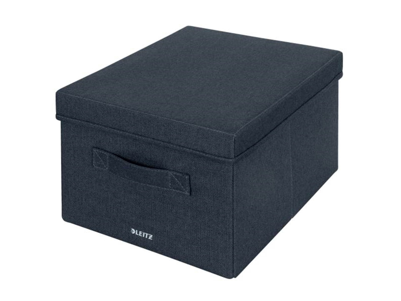 Leitz Aufbewahrungsbox aus Stoff mit Deckel mittel, Samtgrau, 2er-Pack