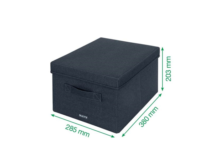 Leitz Aufbewahrungsbox aus Stoff mit Deckel mittel, Samtgrau, 2er-Pack