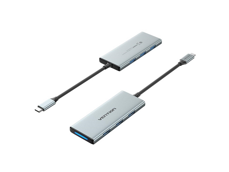 Vention USB-C to HDMI/USB 3.0x3/SD/TF/PD Docking Station 0.15M Gray Aluminum Alloy Type USB-Hubs - USB 3.0 - 6 - silber