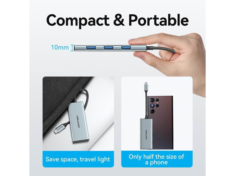 Vention USB-C to HDMI/USB 3.0x3/SD/TF/PD Docking Station 0.15M Gray Aluminum Alloy Type USB-Hubs - USB 3.0 - 6 - silber