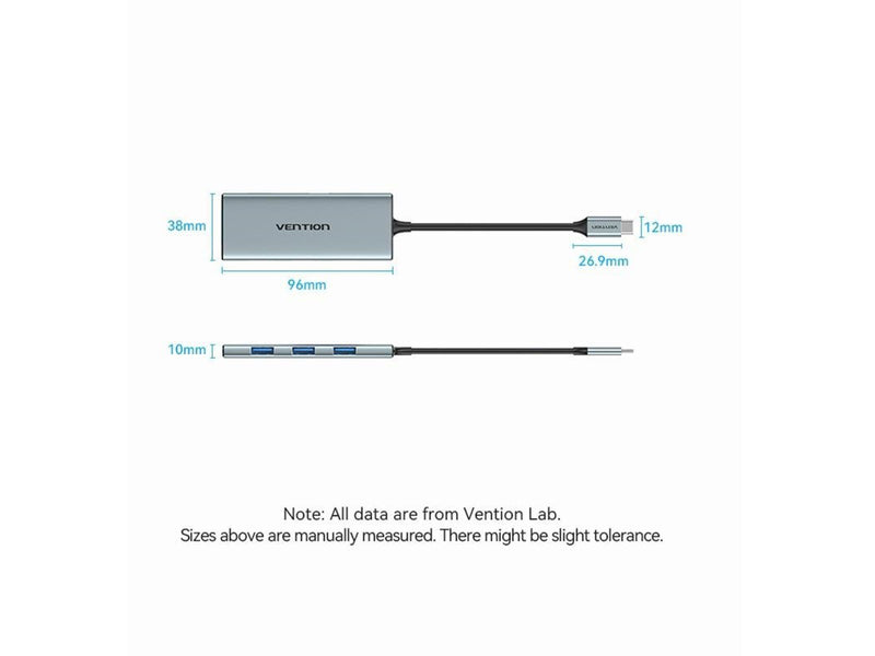 Vention USB-C to HDMI/USB 3.0x3/SD/TF/PD Docking Station 0.15M Gray Aluminum Alloy Type USB-Hubs - USB 3.0 - 6 - silber