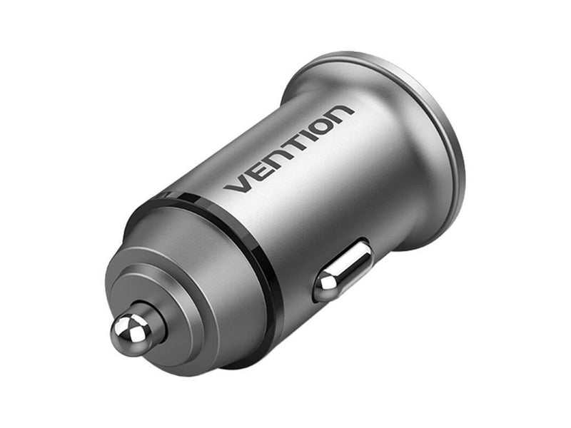 Vention Two-Port USB A+A(30/30) Car Charger Gray Mini Style Aluminium Alloy Type