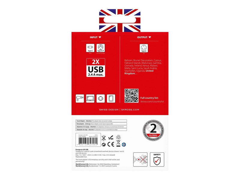 SKross Country Travel Adapter World to Australia/China