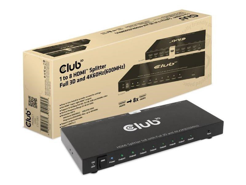 Club 3D CSV-1383 - video/audio splitter - 8 ports