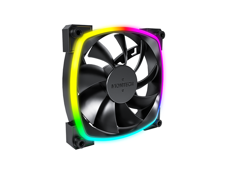 Montech AX120 PWM BK - Gehäuselüfter - 120mm - Schwarz mit RGB LED - 27 dBA