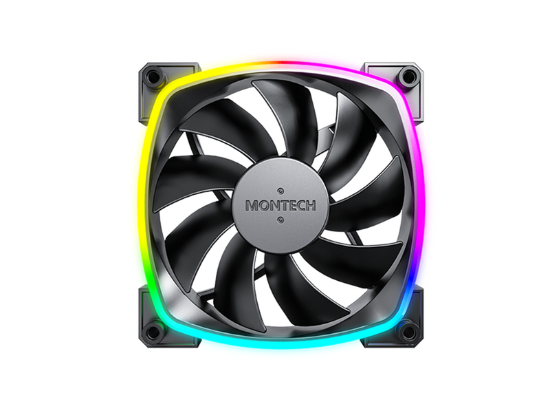 Montech AX120 PWM BK - Gehäuselüfter - 120mm - Schwarz mit RGB LED - 27 dBA