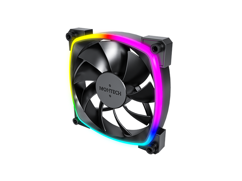 Montech AX120 PWM BK - Gehäuselüfter - 120mm - Schwarz mit RGB LED - 27 dBA
