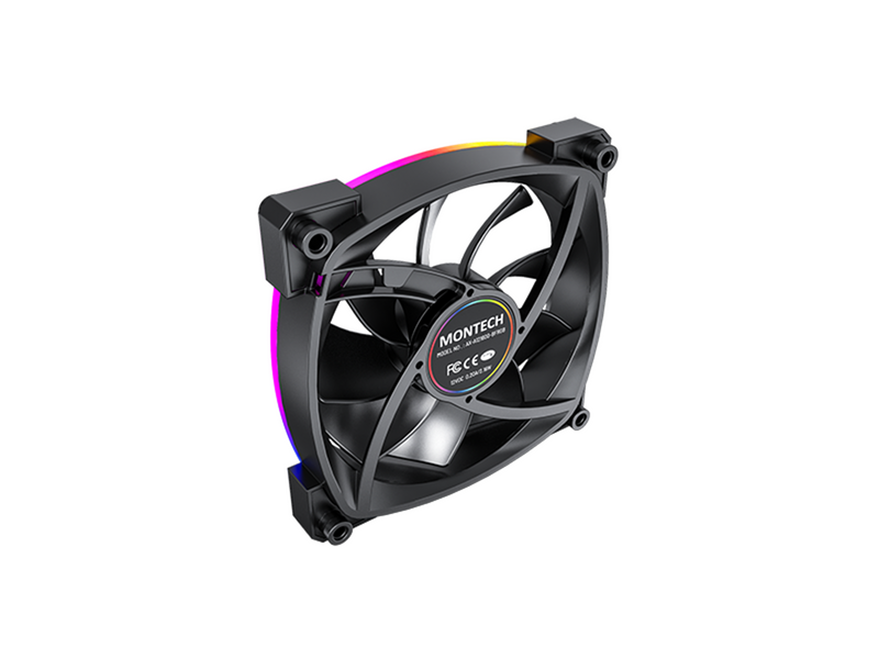 Montech AX120 PWM BK - Gehäuselüfter - 120mm - Schwarz mit RGB LED - 27 dBA