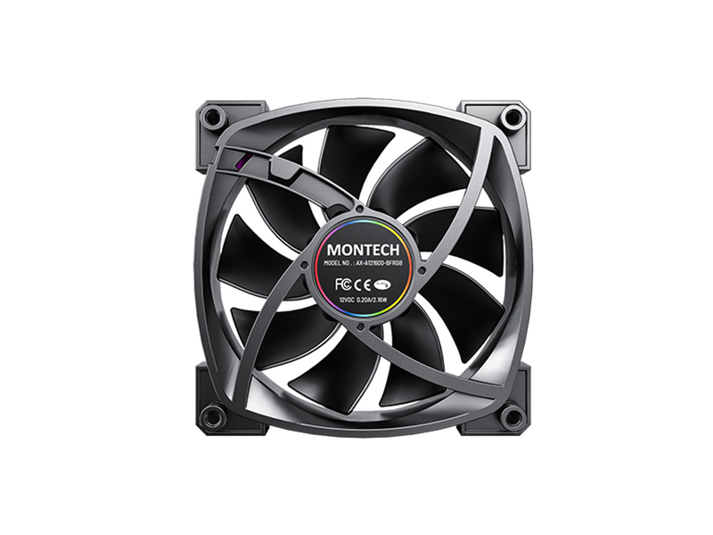 Montech AX120 PWM BK - Gehäuselüfter - 120mm - Schwarz mit RGB LED - 27 dBA