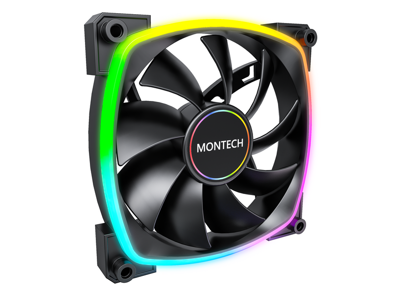 Montech AX140 PWM BK - Gehäuselüfter - 140mm - Schwarz mit RGB LED - 28 dBA