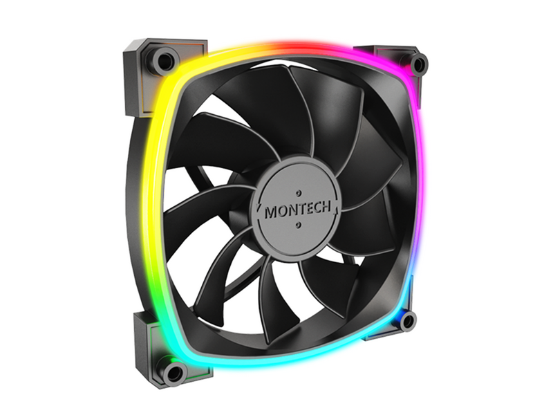 Montech RX120 PWM BK - Reverse - Gehäuselüfter - 120mm - Schwarz mit RGB LED - 27 dBA