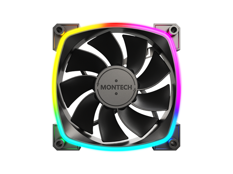 Montech RX120 PWM BK - Reverse - Gehäuselüfter - 120mm - Schwarz mit RGB LED - 27 dBA