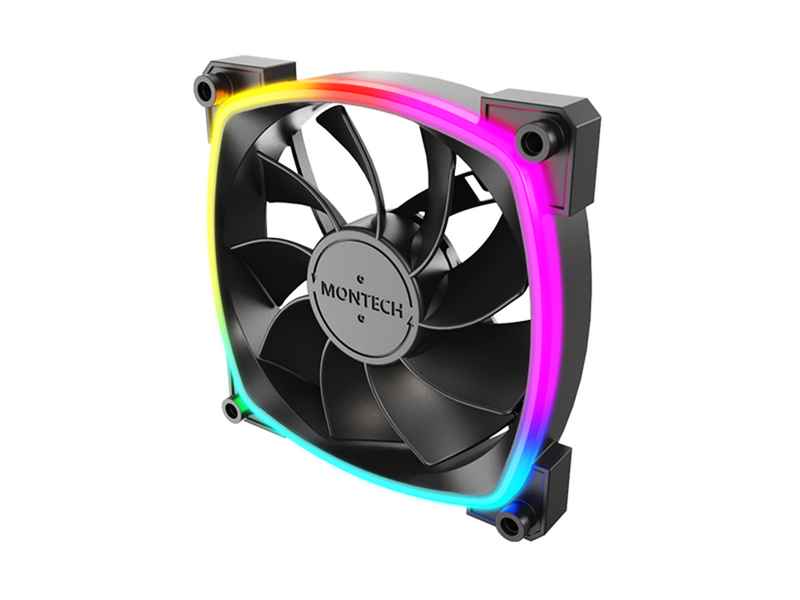 Montech RX120 PWM BK - Reverse - Gehäuselüfter - 120mm - Schwarz mit RGB LED - 27 dBA