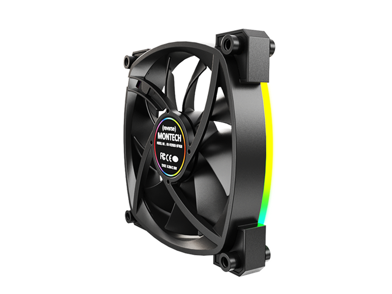 Montech RX120 PWM BK - Reverse - Gehäuselüfter - 120mm - Schwarz mit RGB LED - 27 dBA