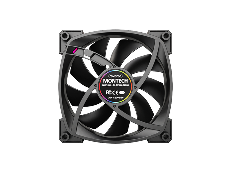 Montech RX120 PWM BK - Reverse - Gehäuselüfter - 120mm - Schwarz mit RGB LED - 27 dBA