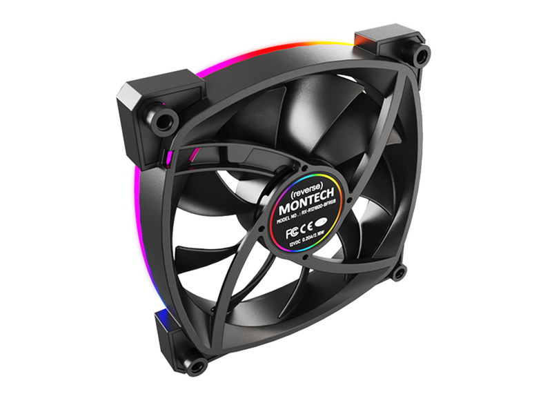 Montech RX120 PWM BK - Reverse - Gehäuselüfter - 120mm - Schwarz mit RGB LED - 27 dBA