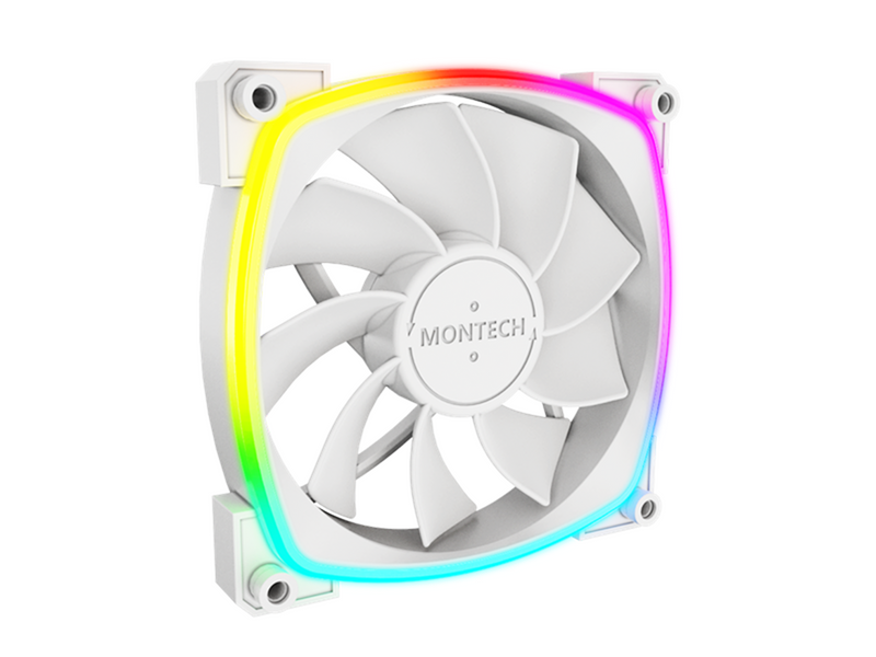 Montech RX120 PWM WH - Reverse - Gehäuselüfter - 120mm - Weiß mit RGB-Beleuchtung - 27 dBA