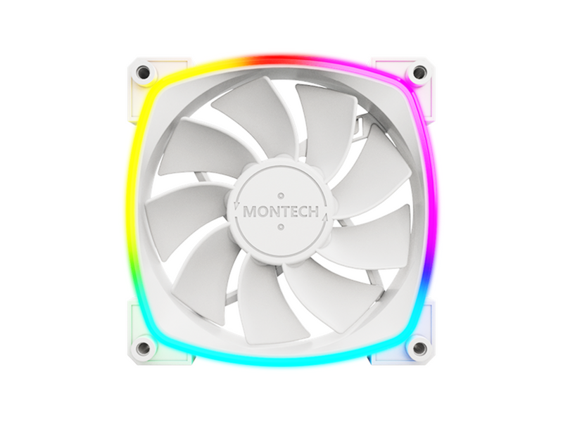 Montech RX120 PWM WH - Reverse - Gehäuselüfter - 120mm - Weiß mit RGB-Beleuchtung - 27 dBA