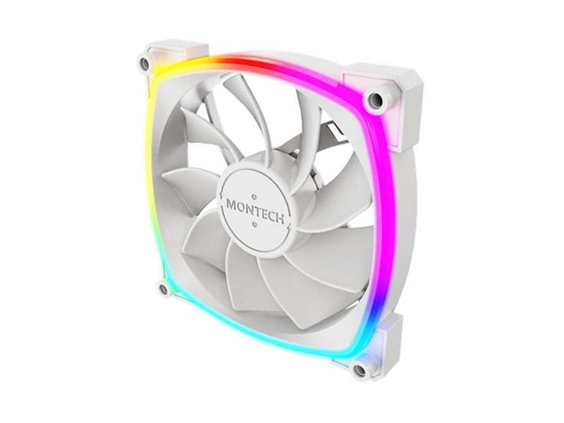 Montech RX120 PWM WH - Reverse - Gehäuselüfter - 120mm - Weiß mit RGB-Beleuchtung - 27 dBA