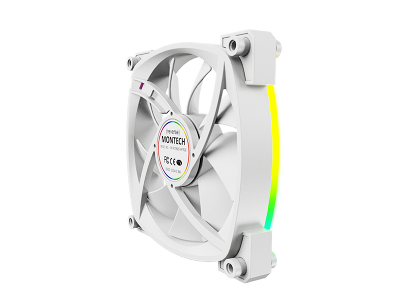 Montech RX120 PWM WH - Reverse - Gehäuselüfter - 120mm - Weiß mit RGB-Beleuchtung - 27 dBA