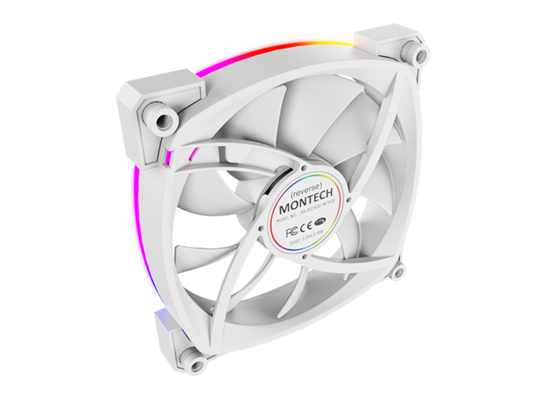 Montech RX120 PWM WH - Reverse - Gehäuselüfter - 120mm - Weiß mit RGB-Beleuchtung - 27 dBA