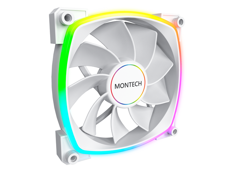 Montech RX140 PWM WH - Reverse - Gehäuselüfter - 140mm - Weiß mit RGB-Beleuchtung - 28 dBA