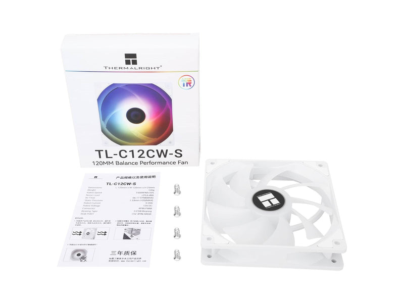 Thermalright TL-C12CW-S ARGB - White - Gehäuselüfter - 120mm - Weiß mit RGB-Beleuchtung - 26 dBA