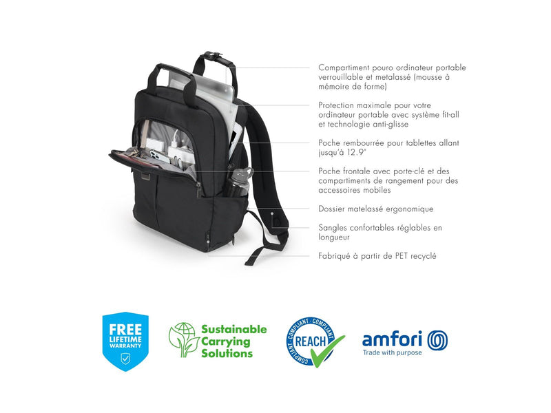 Dicota Slim Eco Pro Rucksack für Laptop 14.1" | Schwarz