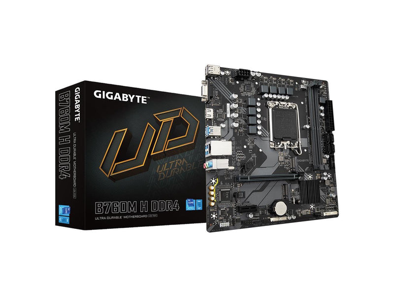 GIGABYTE B760M H DDR4 Mainboard - Intel B760 - Intel LGA1700 socket - DDR4 RAM - Micro-ATX