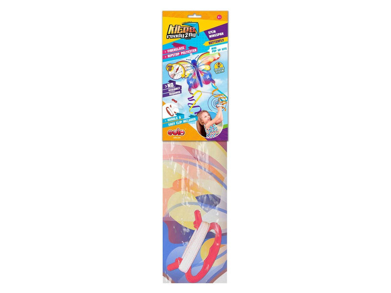 Kites Ready 2 Fly - Pop-up Mini Nylon Kite Butterfly Rainbow