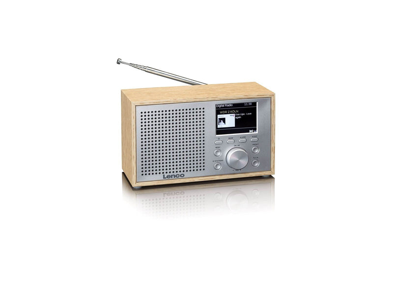 Lenco DAR-017WH - Compact and stylish DAB+/FM radio with Bluetooth® and wooden casing - Oakwood - DAB+/FM - Mono - silber