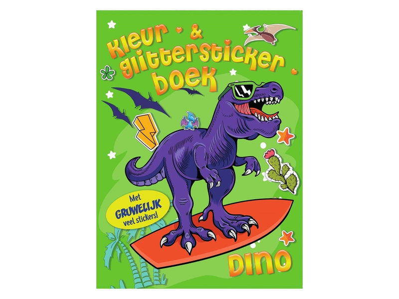 Mondikaarten Color & Glitter Sticker Book Dino