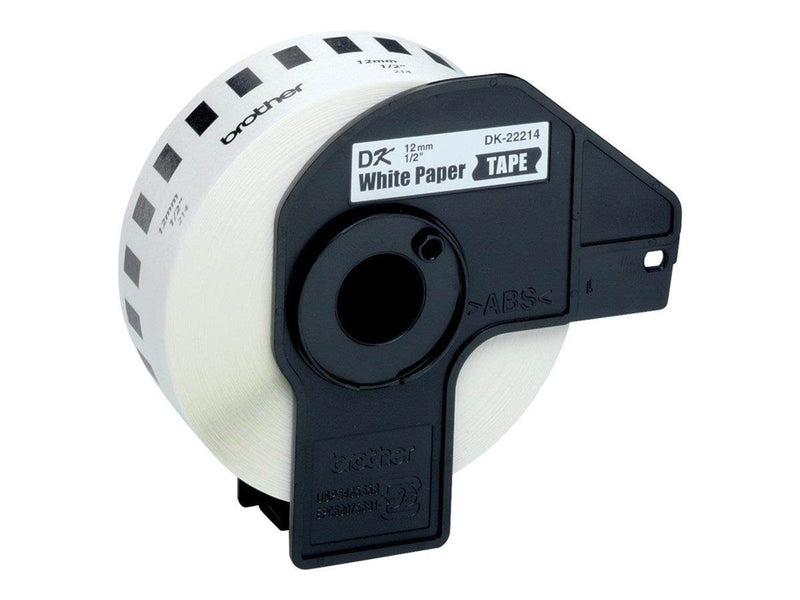 Brother DK-22214 Continuous Paper Label Roll – Black on White 12mm wide