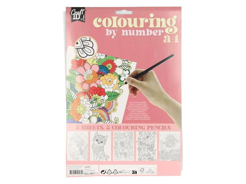 Creative Craft Group Color by Number with 5 colored pencils