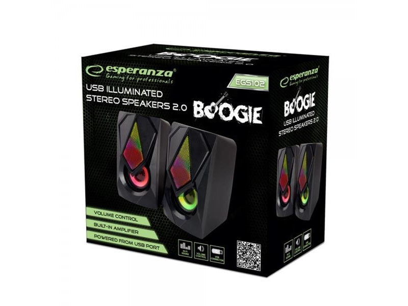 Esperanza SPEAKERS 2.0 USB LED RAINBOW BOOGIE - Schwarz