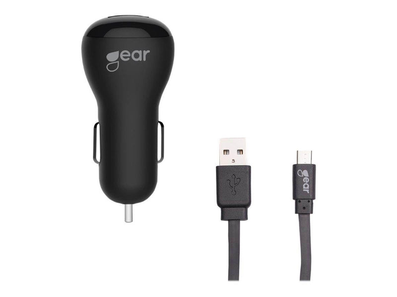 GEAR Charger 12V 1xUSB 1A Black MicroUSB Cable 1m