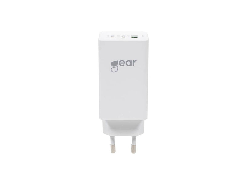 GEAR Charger GAN 220V 2xUSB-C + 1xUSB-A PD 45W + 18W + 3A (total 65W) White